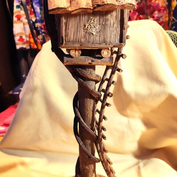 Handmade Wooden Birdhouse: Tall Rustic Garden Decor - SHIPS FREE - Picture 4 of 10